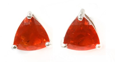 Lot 237 - A pair of white gold fire opal stud earrings