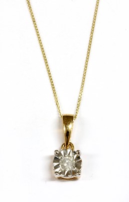 Lot 222 - A gold single stone diamond pendant