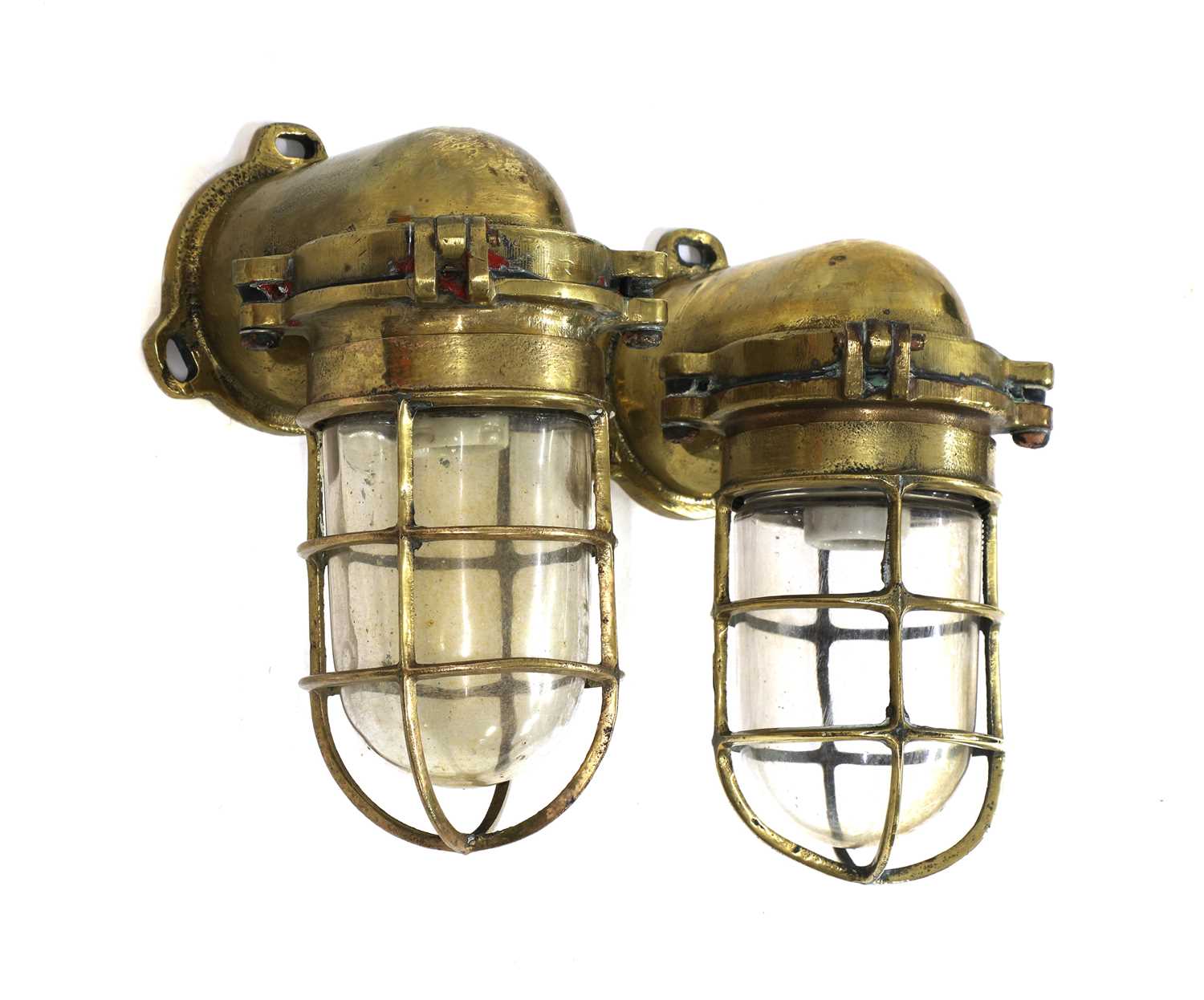 Lot 73 - A pair of ship's bulkhead lamps