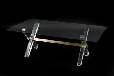 Lot 450 - A Lucite and glass coffee table