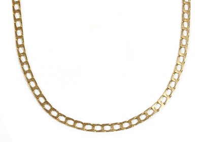 Lot 396 - A 9ct gold rectangular curb link necklace