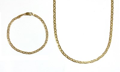 Lot 397 - A 9ct gold anchor link necklace and bracelet suite