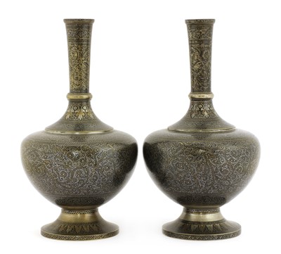 Lot 879 - A pair of Bidriware bottle vases