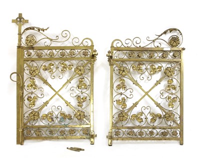 Lot 382 - A pair of brass altar gates
