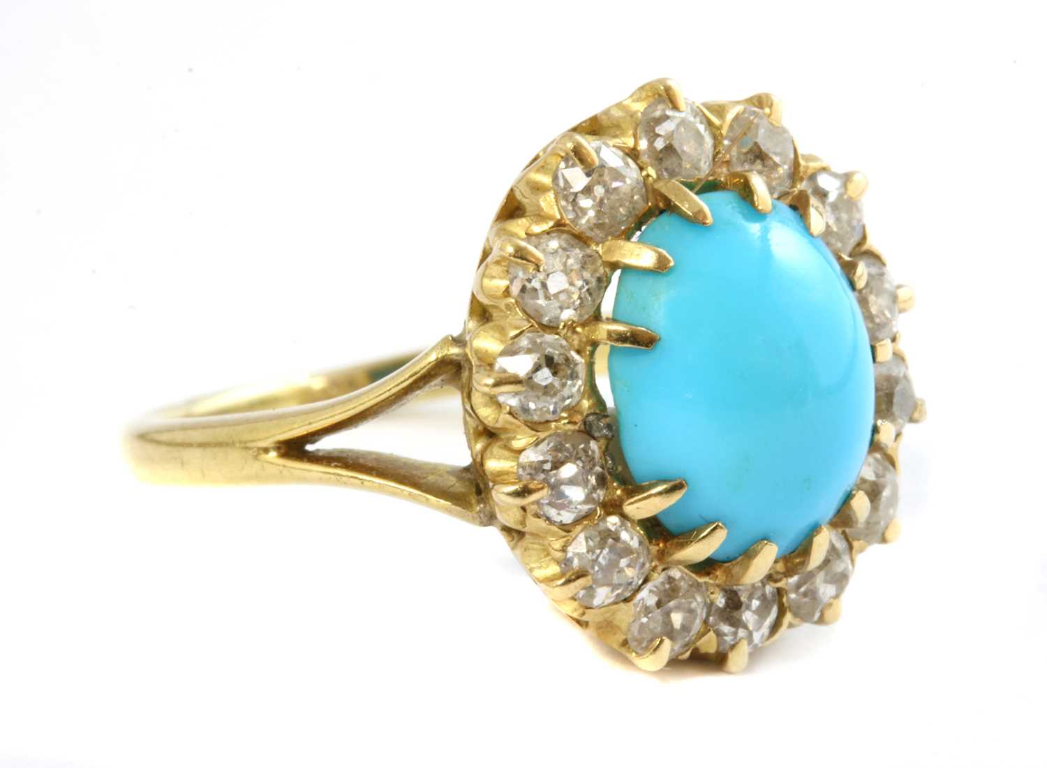 Lot 55 - A Victorian turquoise and diamond oval cluster