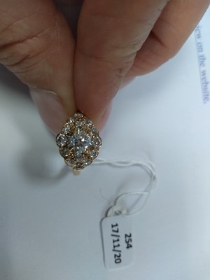 Lot 317 - A lozenge shaped diamond cluster ring