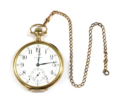 Lot 450 - A gold Waltham top wind open-faced pocket watch