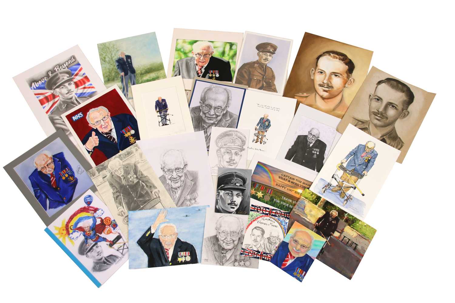 Lot 36 - A collection of sketches, prints and photographs of Captain Tom