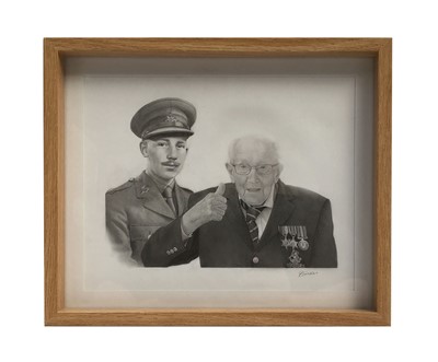 Lot 45 - Captain Tom Young and Old pencil drawing