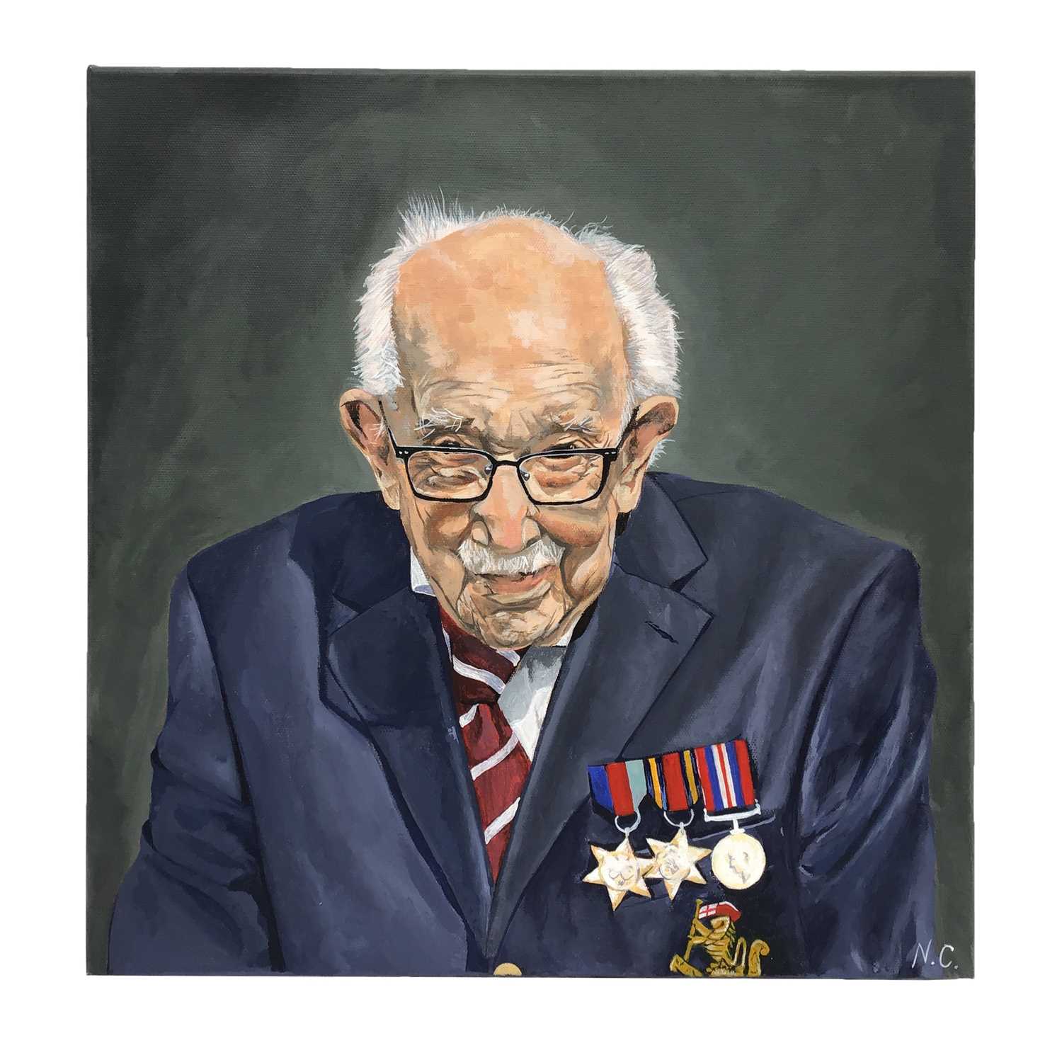 Lot 76 - Portrait of Sir Captain Tom oil on canvas
