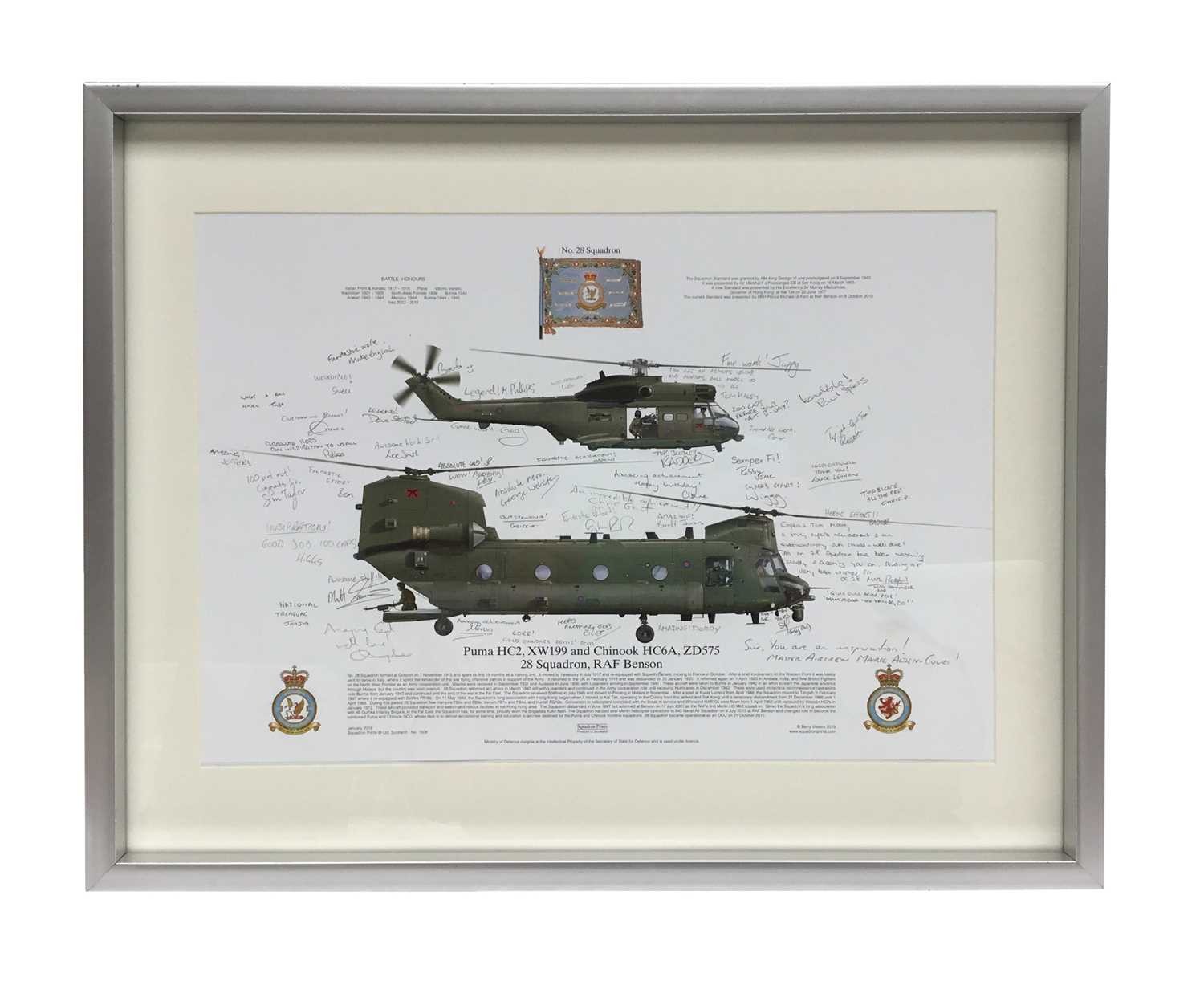Lot 86 - Chinook Helicopter signed 28 Squadron RAF Benson