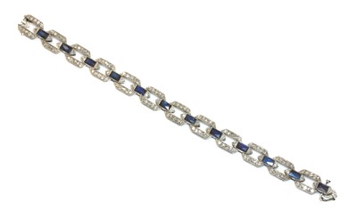 Lot 141 - A Continental Art Deco sapphire and diamond bracelet