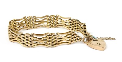 Lot 116 - A 9ct gold five row gate bracelet