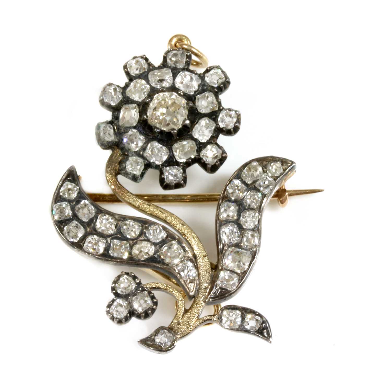 Lot 35 - A late Georgian diamond set flower brooch/pendant