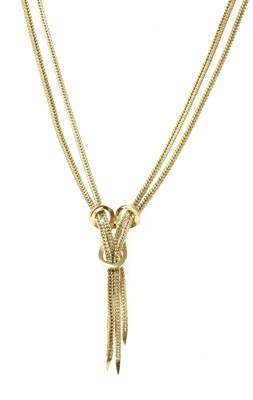 Lot 142 - A 9ct gold two row tassel necklace