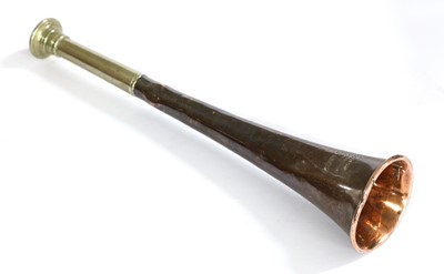 Lot 74 - A copper and nickel hunting horn