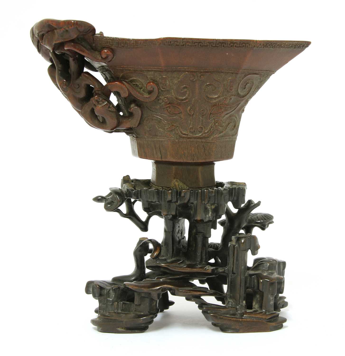 Lot 247 - A Chinese rhinoceros horn libation cup