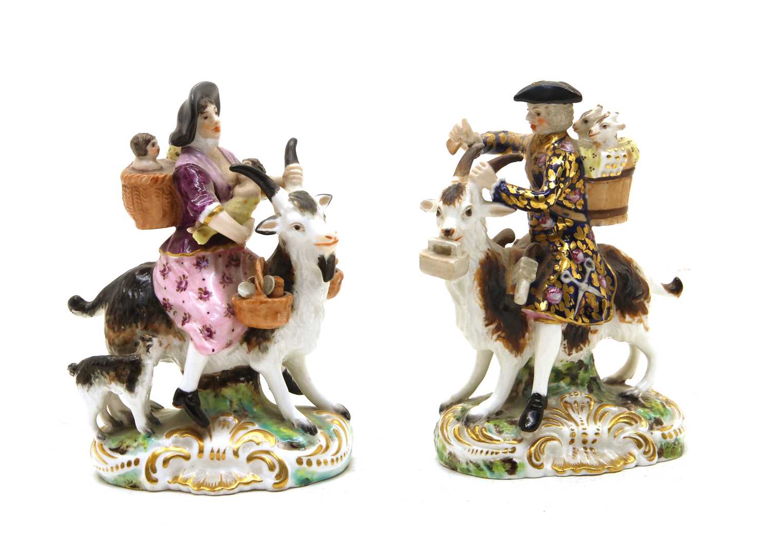 Lot 95 - pair of Derby figures of the Welsh taylor and his wife