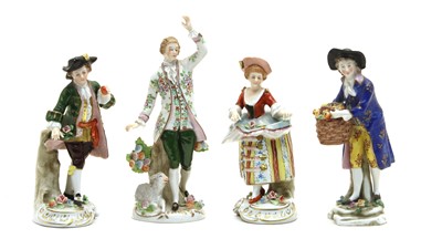 Lot 97 - A pair of Sitzendorf porcelain figures of a lady and gentleman in traditional costume
