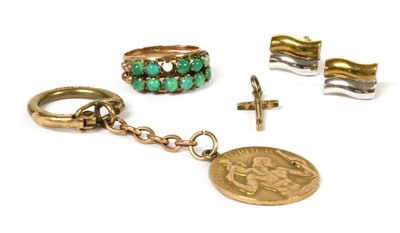 Lot 351 - A 9ct gold St. Christopher key ring