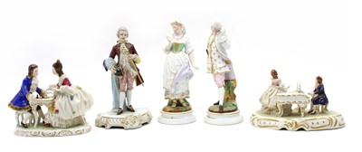 Lot 89 - A Dresden figure group of a pianist with singer beside