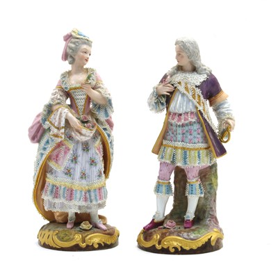 Lot 131 - A pair of 19th century Continental porcelain figures
