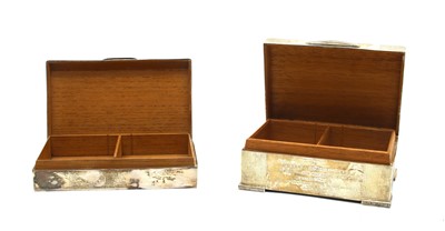 Lot 59 - Two silver engine turned cigarette boxes