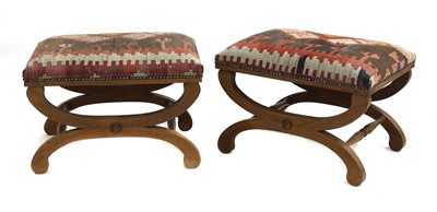 Lot 401 - A pair of kelim upholstered stools
