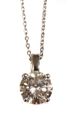 Lot 412 - A platinum single stone diamond pendant