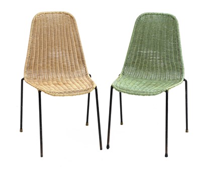 Lot 525 - A pair of Italian green and cream 'Lumi' chairs