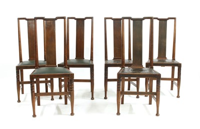 Lot 429 - A set of six walnut Arts and Crafts chairs