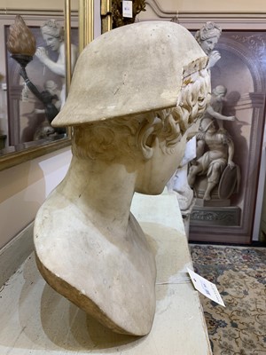 Lot 95 - A grand tour white marble bust of Mercury