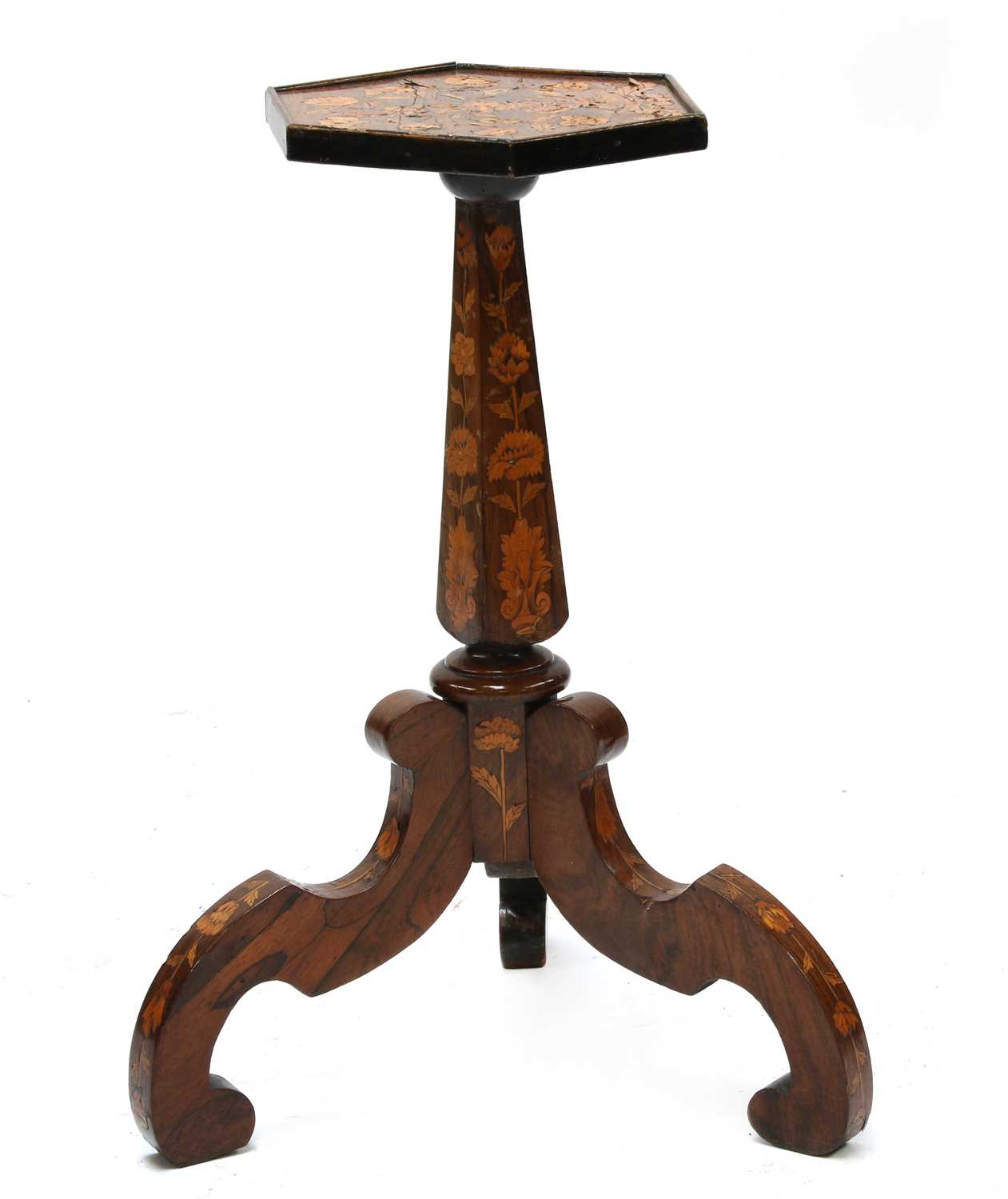 Lot 329 - A Dutch walnut and marquetry inlaid kettle stand