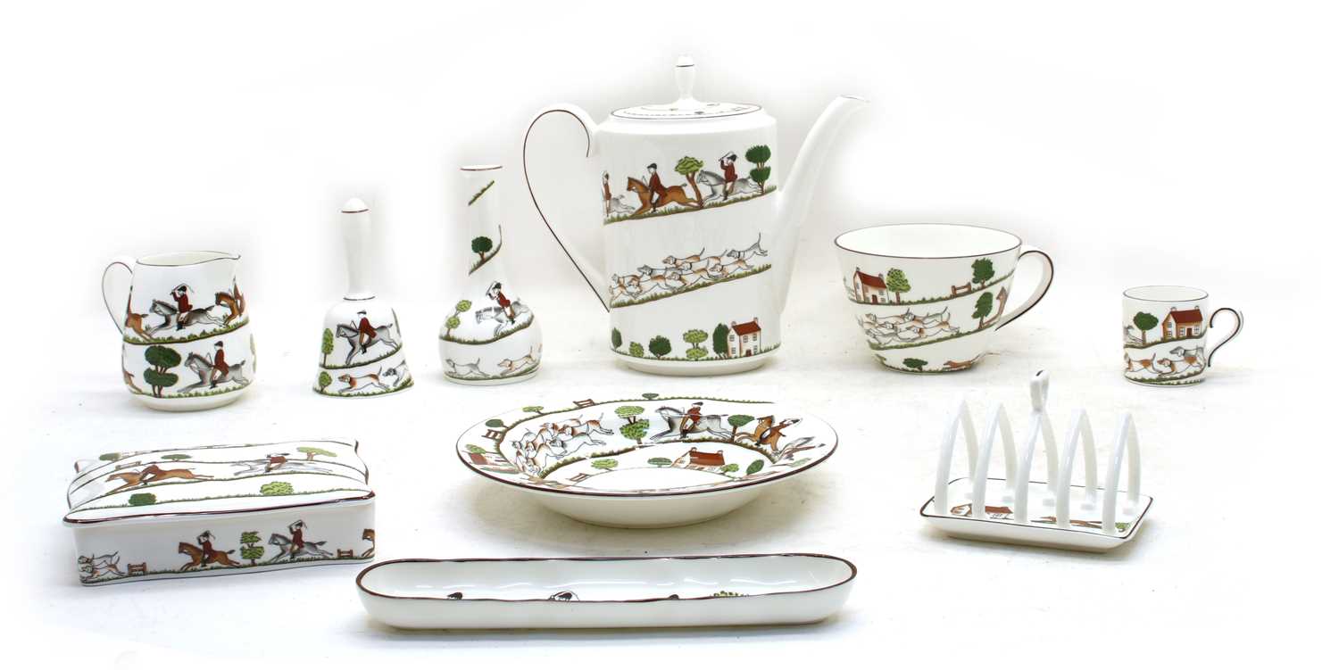 Lot 209 - A Coalport 'Hunting scene' dinner service,