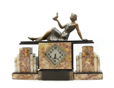 Lot 294A - An Art Deco marble and slate mantle clock