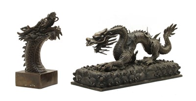 Lot 311 - A Japanese bronze sculpture of an open mouthed dragon