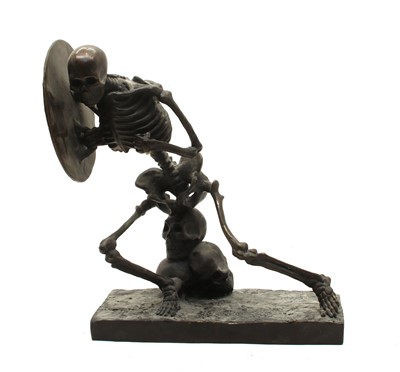 Lot 87 - A bronze sculpture of a skeleton gladiator