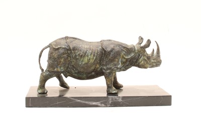 Lot 129 - A modern bronze rhino