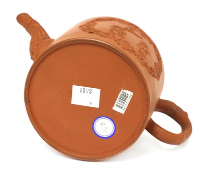 Lot 161 - A Staffordshire redware cylindrical teapot and cover