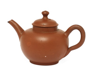 Lot 164 - An unusual Staffordshire redware miniature globular teapot and cover