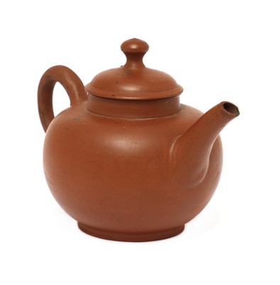 Lot 164 - An unusual Staffordshire redware miniature globular teapot and cover