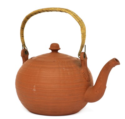 Lot 183 - A Staffordshire redware globular tea kettle and cover