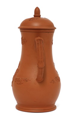 Lot 172 - A Staffordshire redware baluster-shaped coffee pot and domed cover