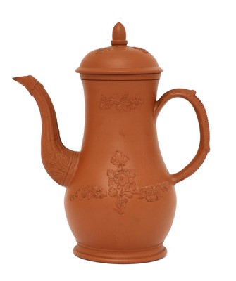 Lot 172 - A Staffordshire redware baluster-shaped coffee pot and domed cover