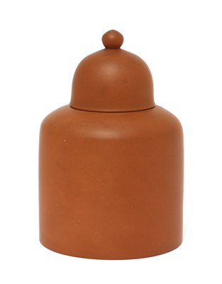 Lot 160 - A rare Staffordshire redware straight-sided tea canister and domed cover