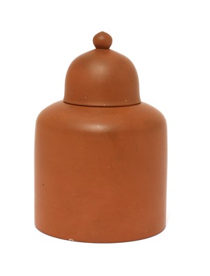 Lot 160 - A rare Staffordshire redware straight-sided tea canister and domed cover