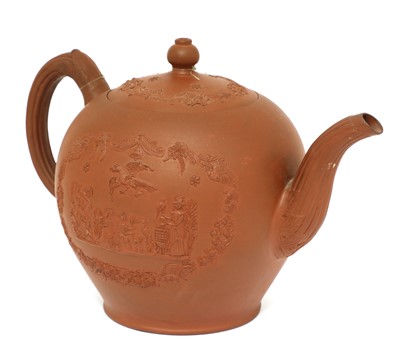 Lot 169 - A Staffordshire redware globular teapot and cover
