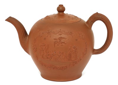 Lot 169 - A Staffordshire redware globular teapot and cover