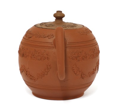 Lot 47 - A Staffordshire redware globular teapot and cover
