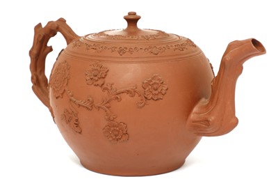 Lot 156 - A Staffordshire redware large globular teapot and cover